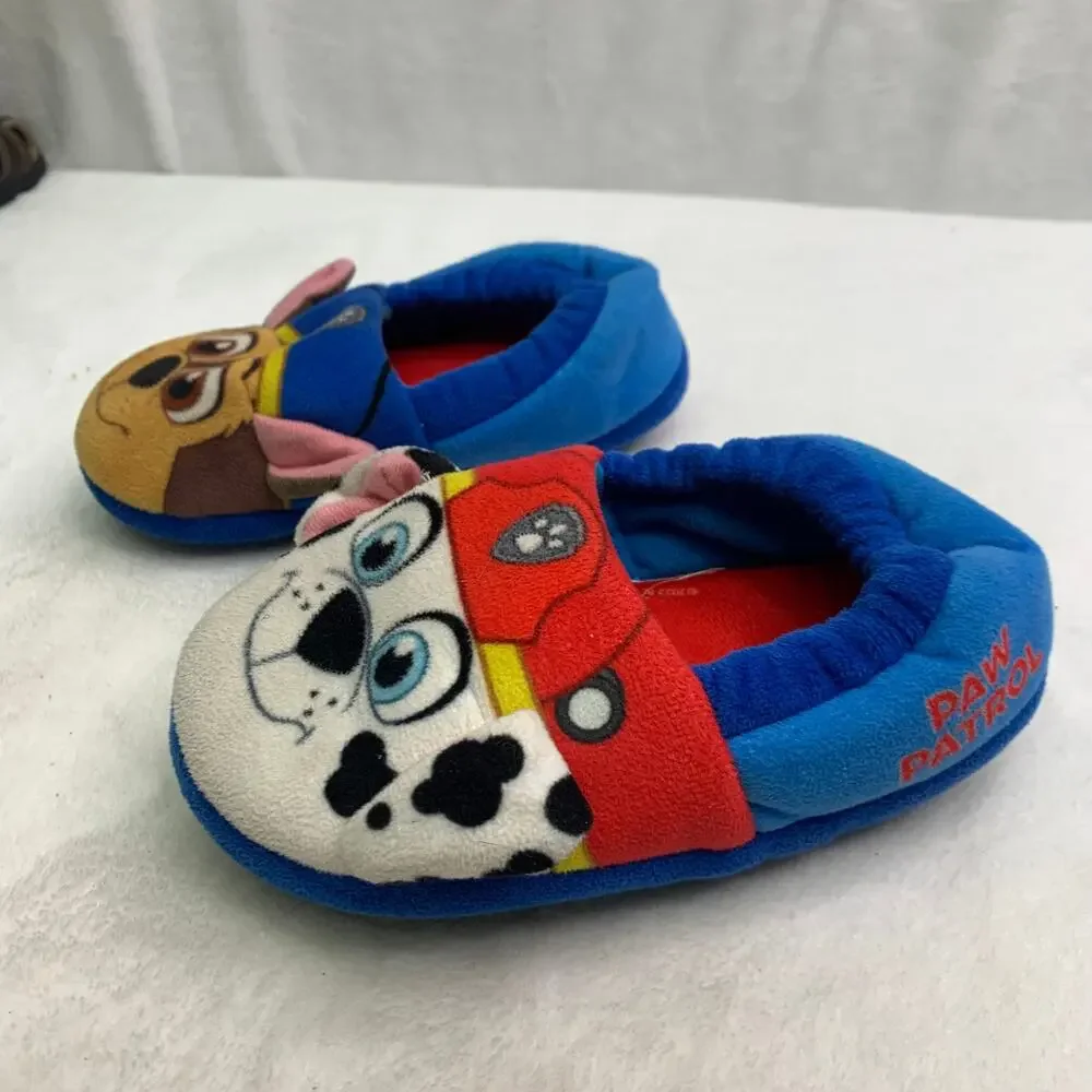Paw Patrol Toddler Sz 9/10 Chase Marshall Puffy Snuggle Slippers House Shoes